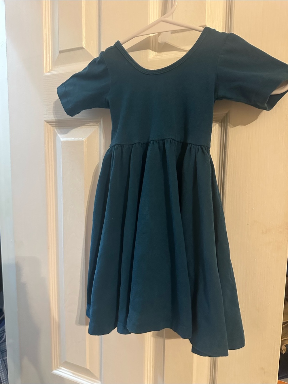Girls Teal Short-Sleeve Gathered Skirt Dress